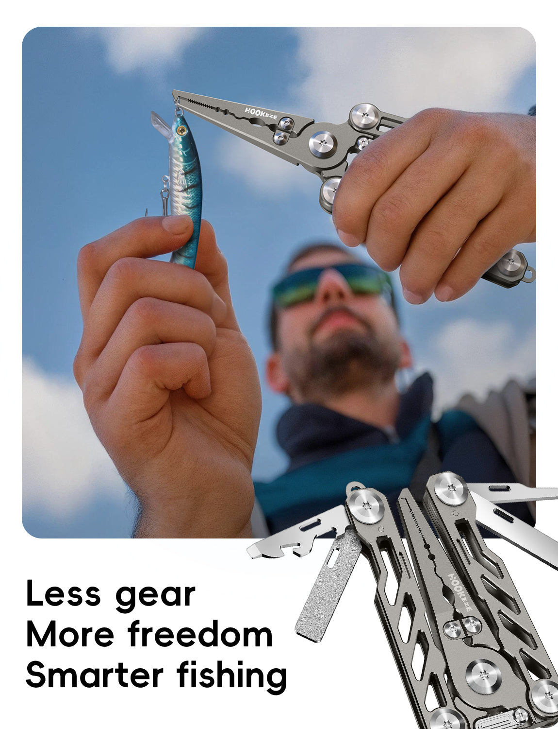 HookEze Folding Fishing Pliers | With Belt Pouch & Lanyard