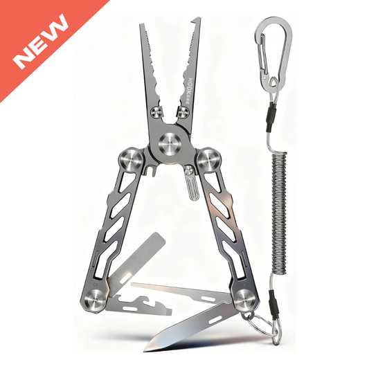 HookEze Folding Fishing Pliers | With Belt Pouch & Lanyard