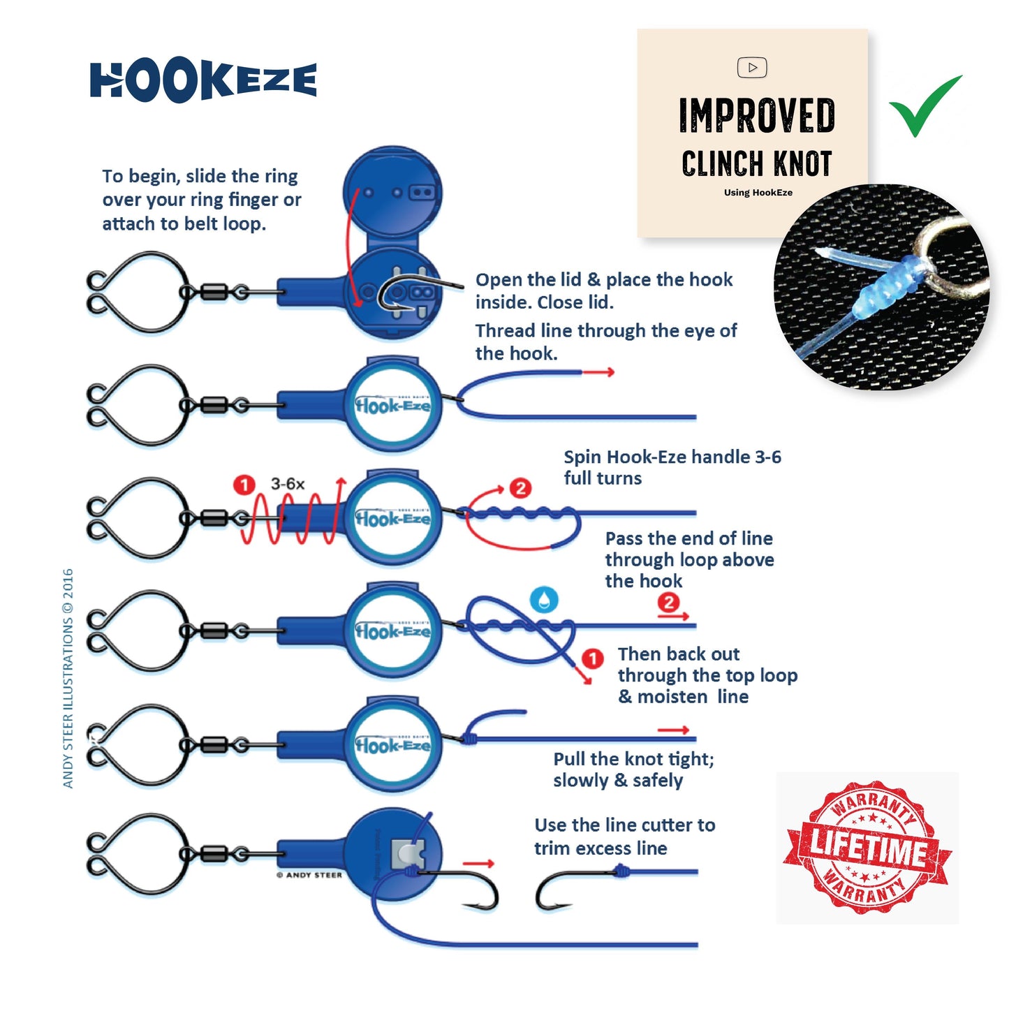 Hook-Eze Fishing Knot Tying Tools (Large & Nail Knot) | Pack of 4