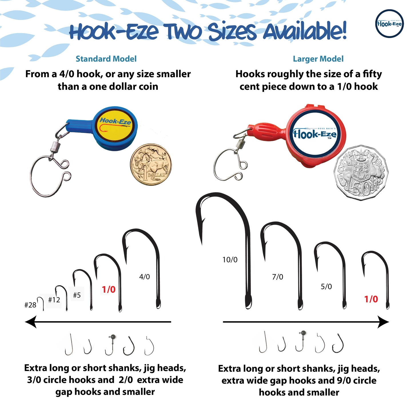 Hook-Eze Fishing Knot Tying Tool (Standard & Large) | Pack of 4